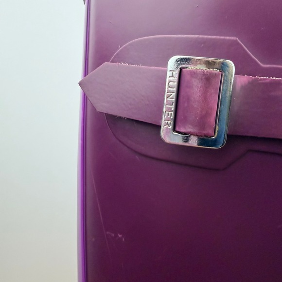 Hunter Women Boots Tall Purple Rubber Waterproof Rain Boots Size 10 - Picture 6 of 8